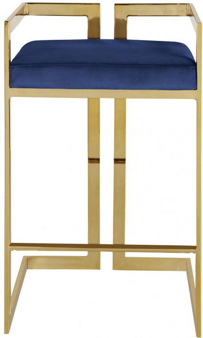 Meridian Furniture - Ezra Navy Velvet Stool (Set of 2) - 912Navy-C veiw 3