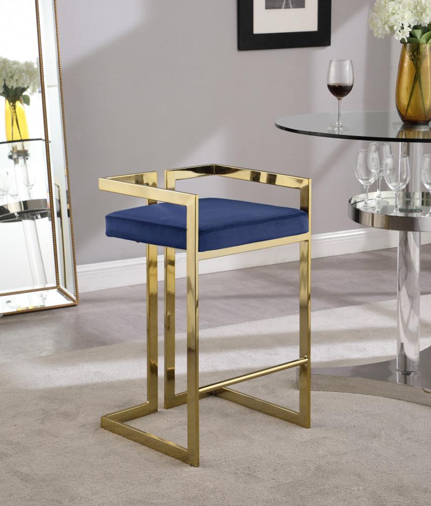 Meridian Furniture - Ezra Navy Velvet Stool (Set of 2) - 912Navy-C veiw 4