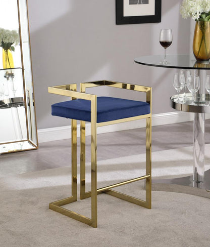 Meridian Furniture - Ezra Navy Velvet Stool (Set of 2) - 912Navy-C veiw 4