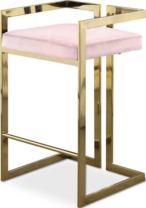 Meridian Furniture - Ezra Pink Velvet Stool (Set of 2) - 912Pink-C veiw 1