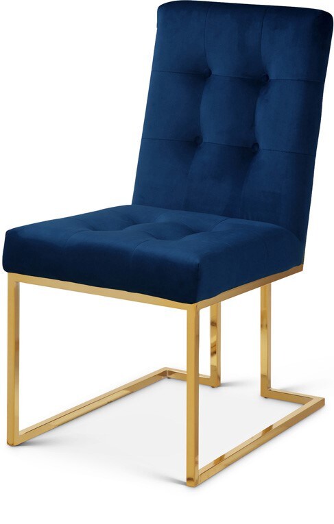 Meridian Furniture - Pierre Navy Velvet Dining Chair (Set of 2) - 714Navy-C veiw 1