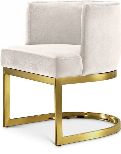 Meridian Furniture - Gianna Cream Velvet Dining Chair - 718Cream-C veiw 1