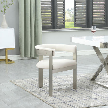 Meridian Furniture - Romeo Cream Vegan Leather Dining Chair (Set of 2) - 726Cream-C veiw 6