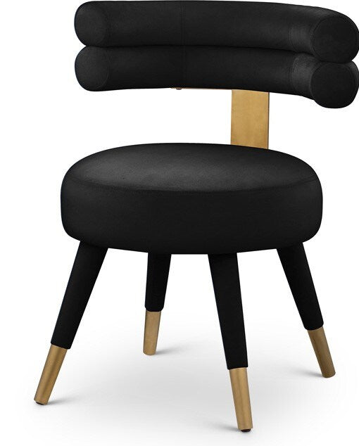 Meridian Furniture - Fitzroy Black Velvet Dining Chair (Set of 2) - 747Black-C veiw 1