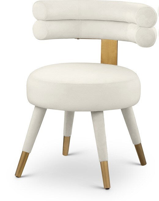 Meridian Furniture - Fitzroy Cream Velvet Dining Chair (Set of 2) - 747Cream-C veiw 1