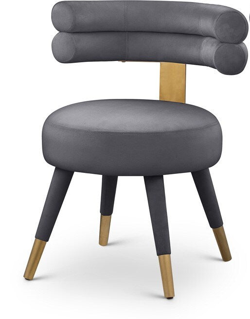 Meridian Furniture - Fitzroy Grey Velvet Dining Chair (Set of 2) - 747Grey-C veiw 1