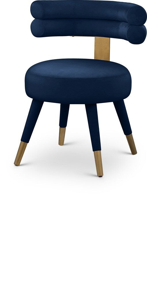 Meridian Furniture - Fitzroy Navy Velvet Dining Chair (Set of 2) - 747Navy-C veiw 1