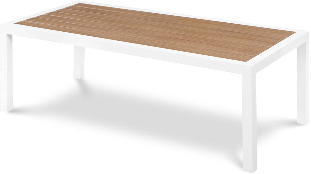 Meridian Furniture - Nizuc Brown Wood Look Accent Paneling Outdoor Patio Aluminum Coffee Table - 370-C veiw 1