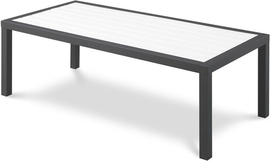Meridian Furniture - Nizuc White Wood Look Accent Paneling Outdoor Patio Aluminum Coffee Table - 372-C veiw 1