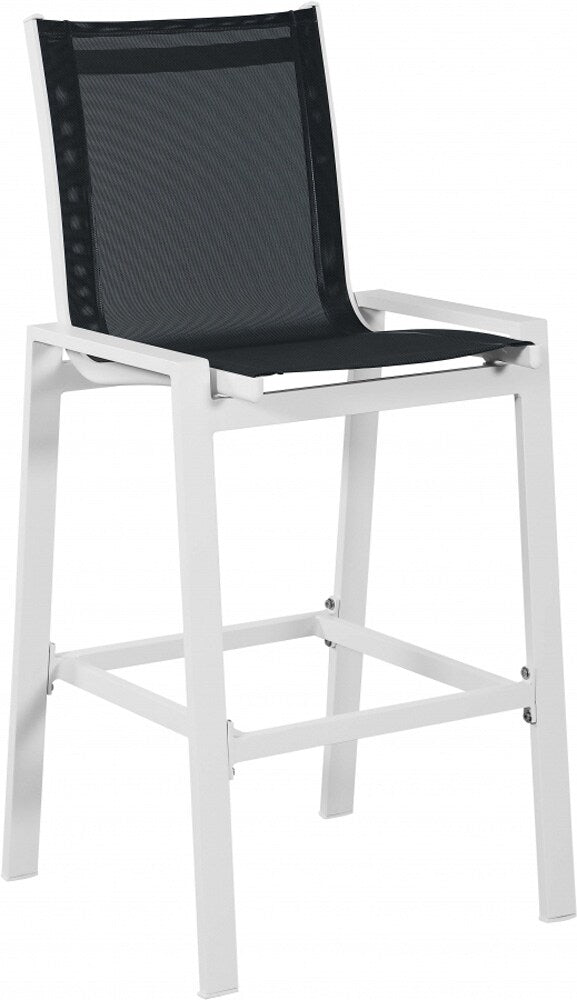 Meridian Furniture - Nizuc Black Mesh Water Resistant Fabric Outdoor Patio Aluminum Mesh Barstool (Set of 2) - 386Black-C veiw 1