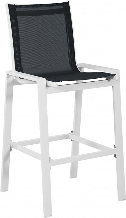 Meridian Furniture - Nizuc Black Mesh Water Resistant Fabric Outdoor Patio Aluminum Mesh Barstool (Set of 2) - 386Black-C veiw 1