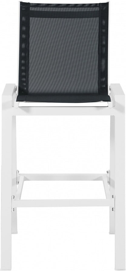 Meridian Furniture - Nizuc Black Mesh Water Resistant Fabric Outdoor Patio Aluminum Mesh Barstool (Set of 2) - 386Black-C veiw 3
