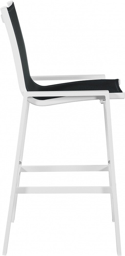 Meridian Furniture - Nizuc Black Mesh Water Resistant Fabric Outdoor Patio Aluminum Mesh Barstool (Set of 2) - 386Black-C veiw 4