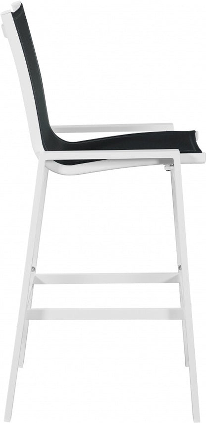 Meridian Furniture - Nizuc Black Mesh Water Resistant Fabric Outdoor Patio Aluminum Mesh Barstool (Set of 2) - 386Black-C veiw 4