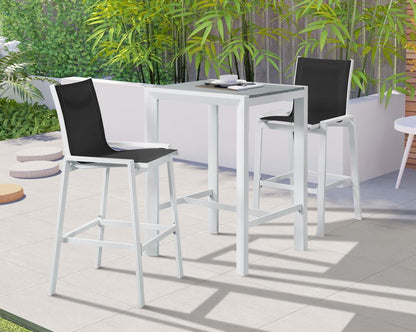 Meridian Furniture - Nizuc Black Mesh Water Resistant Fabric Outdoor Patio Aluminum Mesh Barstool (Set of 2) - 386Black-C veiw 6