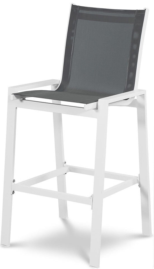 Meridian Furniture - Nizuc Grey Mesh Water Resistant Fabric Outdoor Patio Aluminum Mesh Barstool (Set of 2) - 386Grey-C veiw 1