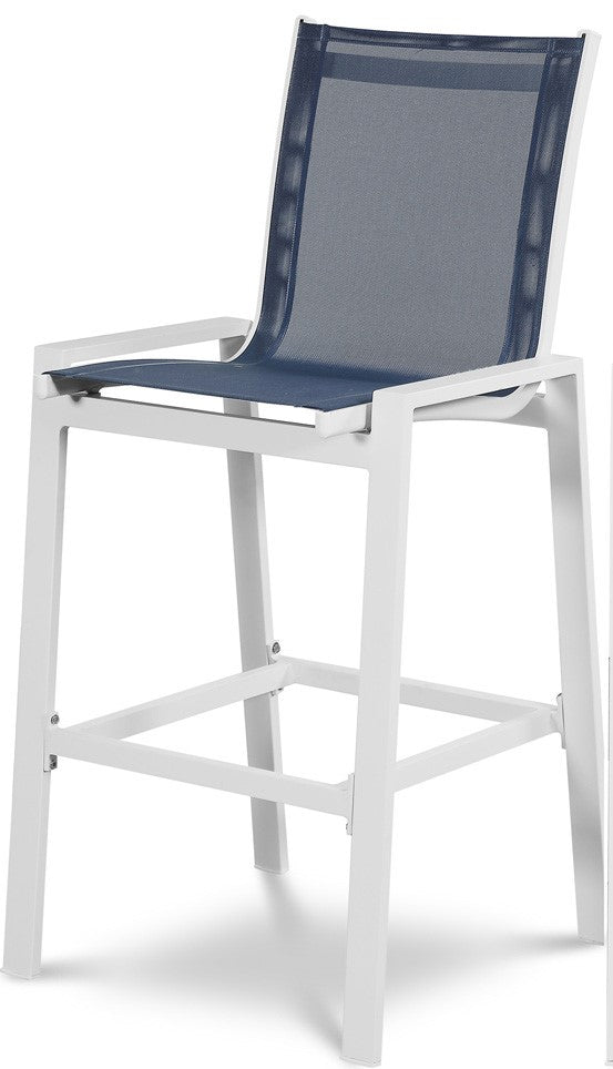 Meridian Furniture - Nizuc Navy Mesh Water Resistant Fabric Outdoor Patio Aluminum Mesh Barstool (Set of 2) - 386Navy-C veiw 1