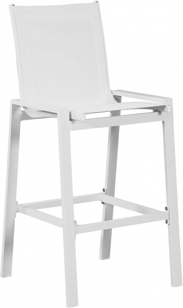 Meridian Furniture - Nizuc White Mesh Water Resistant Fabric Outdoor Patio Aluminum Mesh Barstool (Set of 2) - 386White-C veiw 1