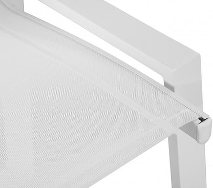 Meridian Furniture - Nizuc White Mesh Water Resistant Fabric Outdoor Patio Aluminum Mesh Barstool (Set of 2) - 386White-C veiw 5