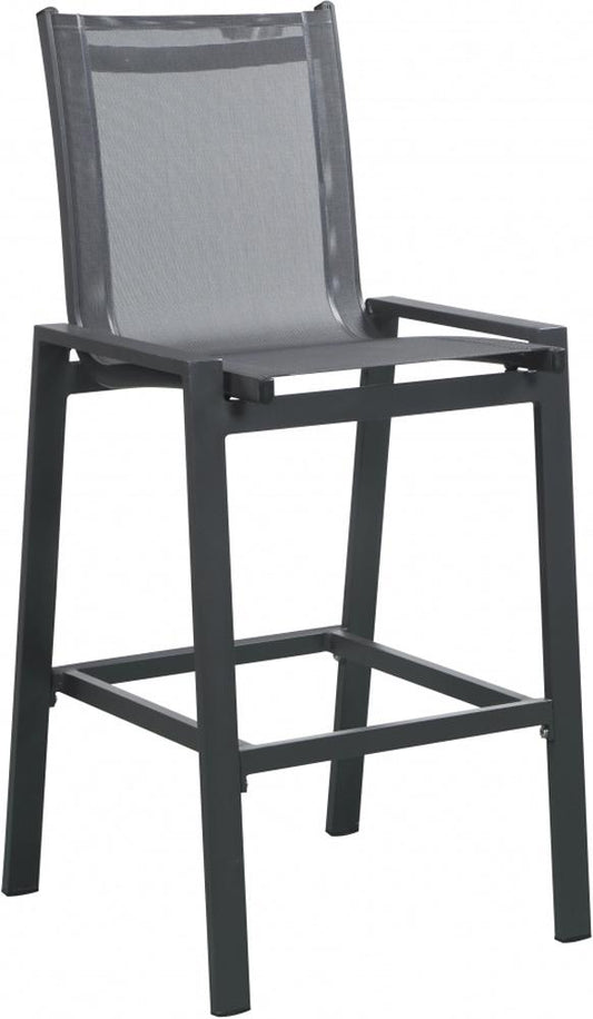 Meridian Furniture - Nizuc Black Mesh Water Resistant Fabric Outdoor Patio Aluminum Mesh Barstool (Set of 2) - 387Black-C veiw 1