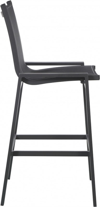 Meridian Furniture - Nizuc Black Mesh Water Resistant Fabric Outdoor Patio Aluminum Mesh Barstool (Set of 2) - 387Black-C veiw 3