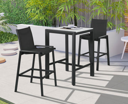 Meridian Furniture - Nizuc Black Mesh Water Resistant Fabric Outdoor Patio Aluminum Mesh Barstool (Set of 2) - 387Black-C veiw 6
