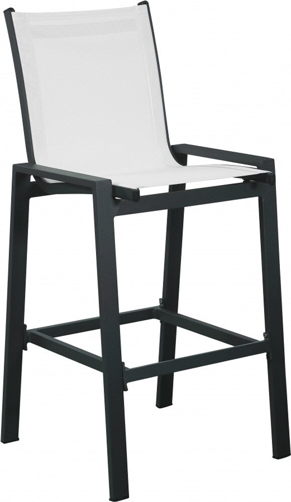 Meridian Furniture - Nizuc White Mesh Water Resistant Fabric Outdoor Patio Aluminum Mesh Barstool (Set of 2) - 387White-C veiw 1
