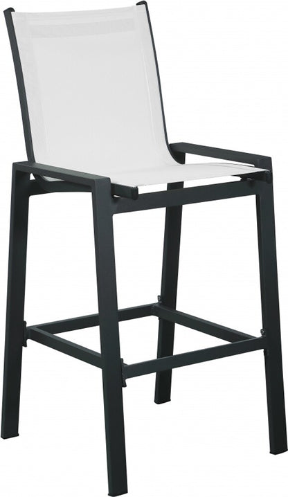 Meridian Furniture - Nizuc White Mesh Water Resistant Fabric Outdoor Patio Aluminum Mesh Barstool (Set of 2) - 387White-C veiw 1