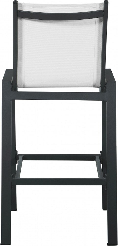 Meridian Furniture - Nizuc White Mesh Water Resistant Fabric Outdoor Patio Aluminum Mesh Barstool (Set of 2) - 387White-C veiw 2