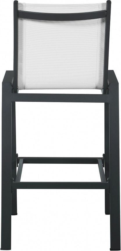 Meridian Furniture - Nizuc White Mesh Water Resistant Fabric Outdoor Patio Aluminum Mesh Barstool (Set of 2) - 387White-C veiw 2