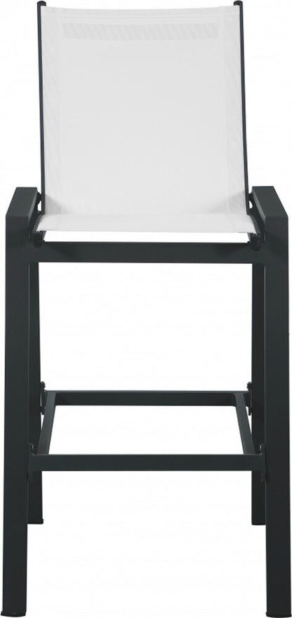 Meridian Furniture - Nizuc White Mesh Water Resistant Fabric Outdoor Patio Aluminum Mesh Barstool (Set of 2) - 387White-C veiw 3
