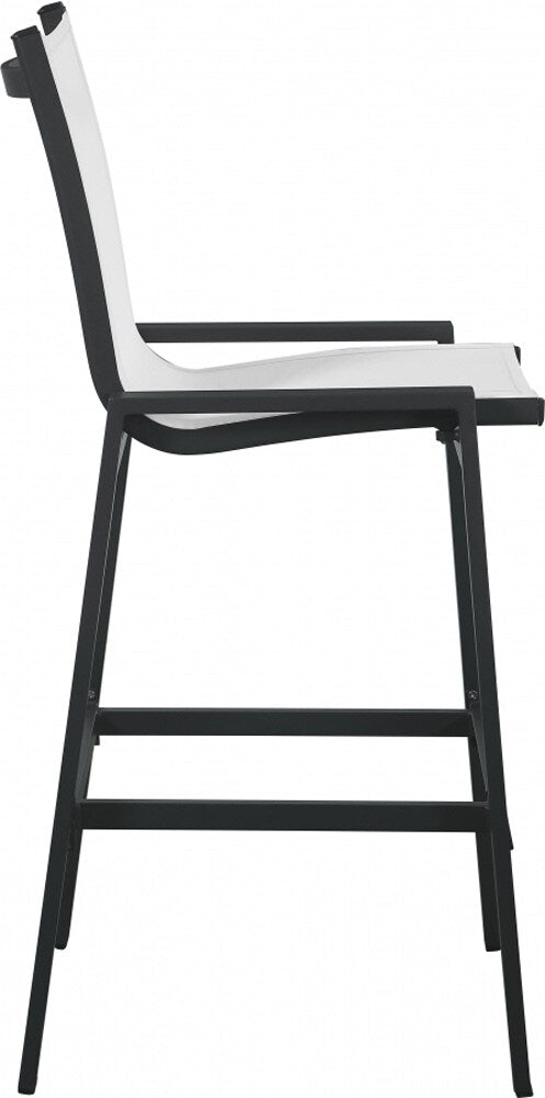 Meridian Furniture - Nizuc White Mesh Water Resistant Fabric Outdoor Patio Aluminum Mesh Barstool (Set of 2) - 387White-C veiw 4