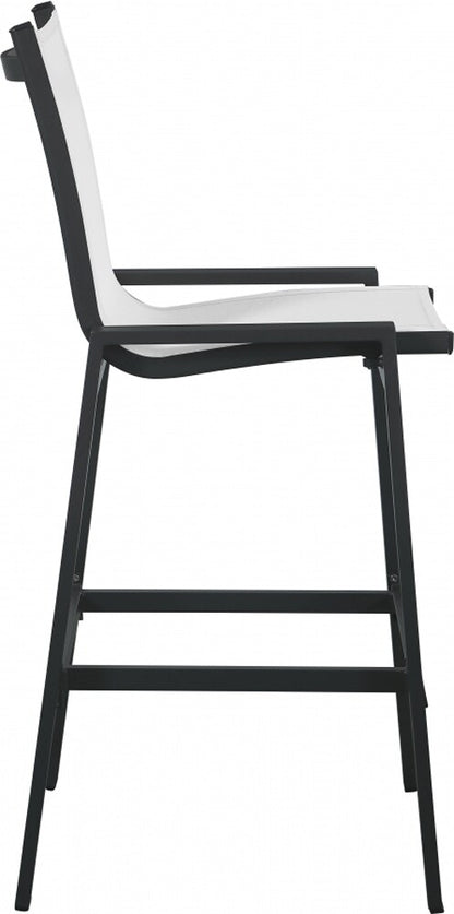 Meridian Furniture - Nizuc White Mesh Water Resistant Fabric Outdoor Patio Aluminum Mesh Barstool (Set of 2) - 387White-C veiw 4