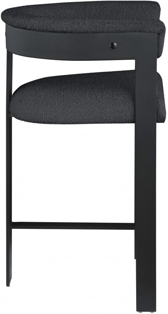 Meridian Furniture - Romeo Black Boucle Fabric Counter Stool (Set of 2) - 415Black-C veiw 3
