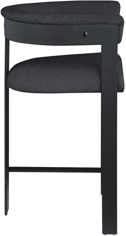 Meridian Furniture - Romeo Black Boucle Fabric Counter Stool (Set of 2) - 415Black-C veiw 3