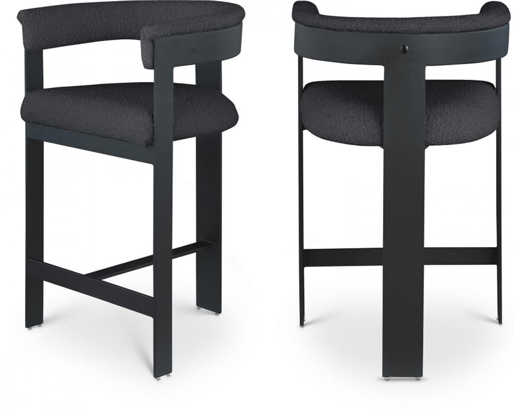 Meridian Furniture - Romeo Black Boucle Fabric Counter Stool (Set of 2) - 415Black-C veiw 5