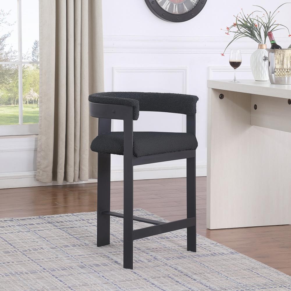Meridian Furniture - Romeo Black Boucle Fabric Counter Stool (Set of 2) - 415Black-C veiw 6
