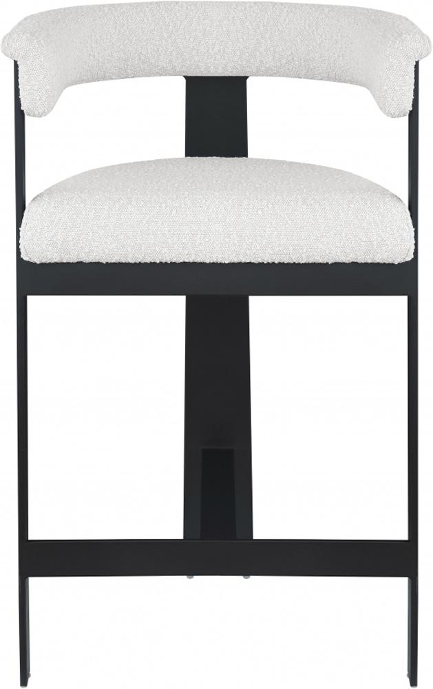 Meridian Furniture - Romeo Cream Boucle Fabric Counter Stool (Set of 2) - 415Cream-C veiw 3