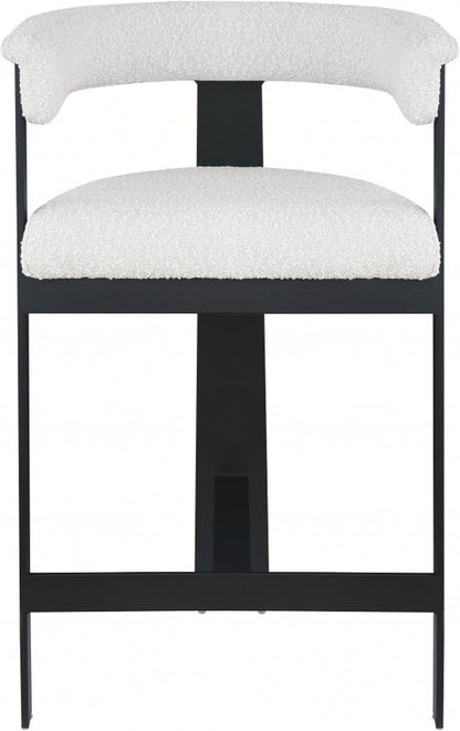 Meridian Furniture - Romeo Cream Boucle Fabric Counter Stool (Set of 2) - 415Cream-C veiw 3
