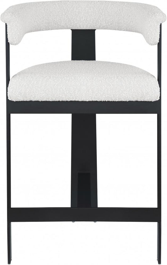 Meridian Furniture - Romeo Cream Boucle Fabric Counter Stool (Set of 2) - 415Cream-C veiw 3