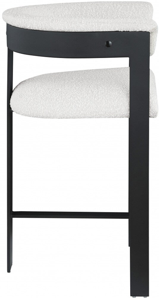 Meridian Furniture - Romeo Cream Boucle Fabric Counter Stool (Set of 2) - 415Cream-C veiw 4