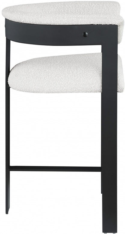 Meridian Furniture - Romeo Cream Boucle Fabric Counter Stool (Set of 2) - 415Cream-C veiw 4