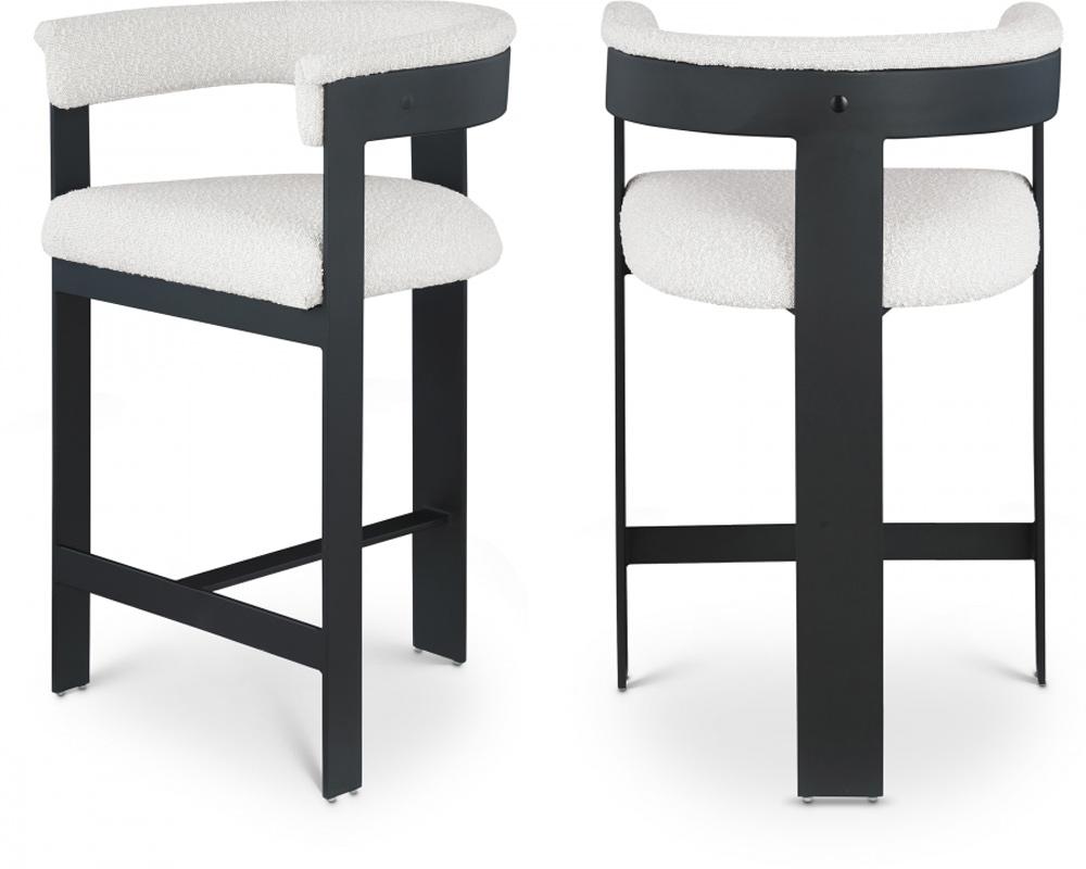 Meridian Furniture - Romeo Cream Boucle Fabric Counter Stool (Set of 2) - 415Cream-C veiw 6