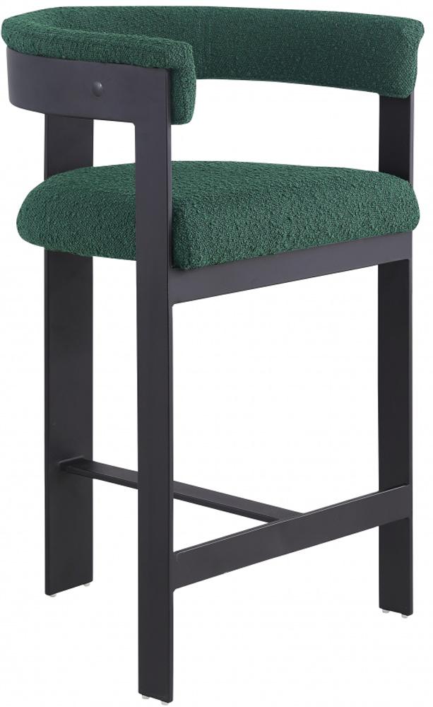 Meridian Furniture - Romeo Green Boucle Fabric Counter Stool (Set of 2) - 415Green-C veiw 1