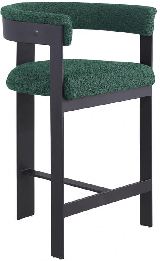 Meridian Furniture - Romeo Green Boucle Fabric Counter Stool (Set of 2) - 415Green-C veiw 1