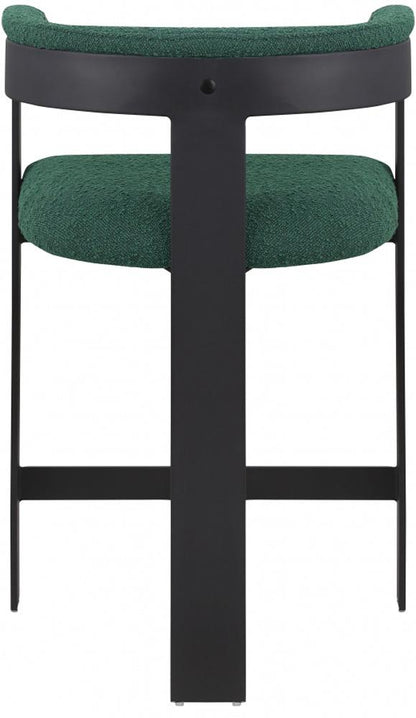 Meridian Furniture - Romeo Green Boucle Fabric Counter Stool (Set of 2) - 415Green-C veiw 2