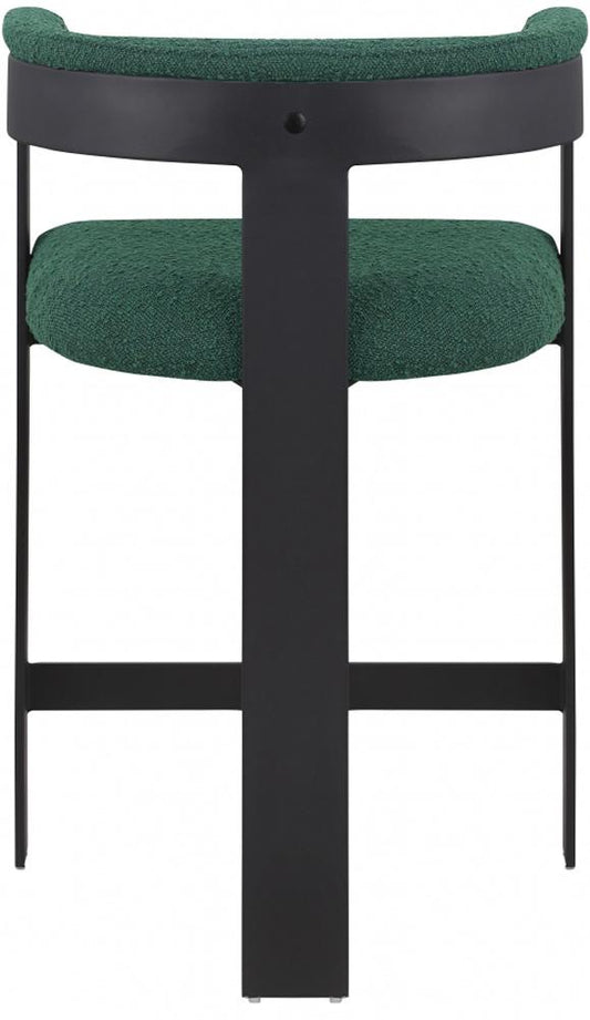 Meridian Furniture - Romeo Green Boucle Fabric Counter Stool (Set of 2) - 415Green-C veiw 2