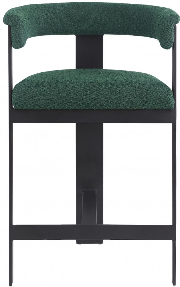 Meridian Furniture - Romeo Green Boucle Fabric Counter Stool (Set of 2) - 415Green-C veiw 3