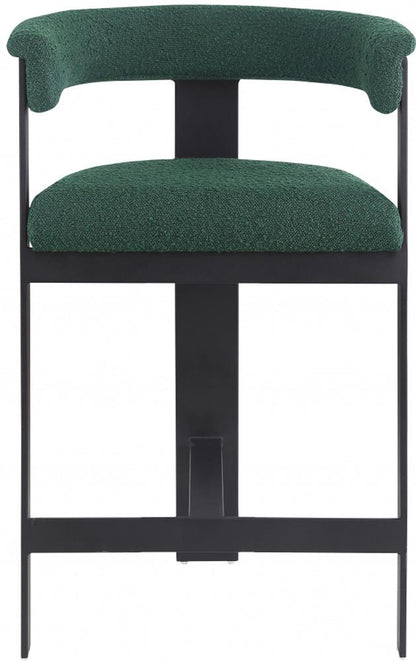 Meridian Furniture - Romeo Green Boucle Fabric Counter Stool (Set of 2) - 415Green-C veiw 3