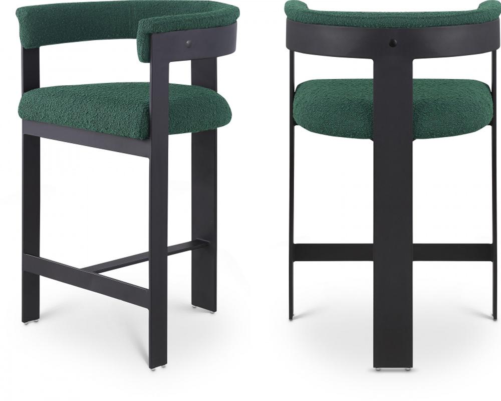 Meridian Furniture - Romeo Green Boucle Fabric Counter Stool (Set of 2) - 415Green-C veiw 6
